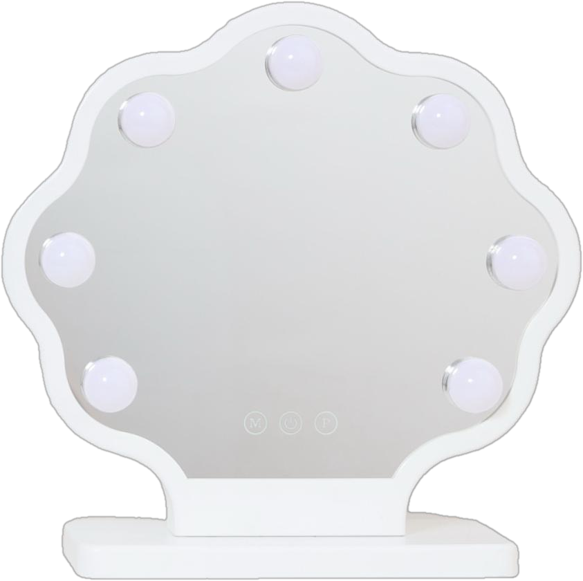 Espelho de maquiagem LED branco com base