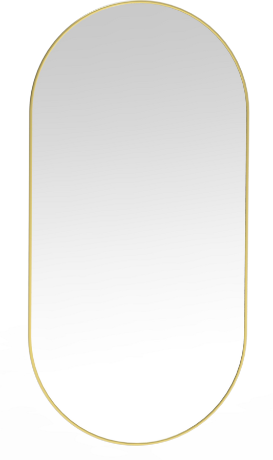 Espelho oval com moldura fina dourada
